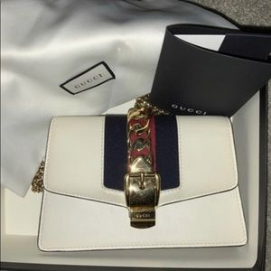 Gucci Sylvie Chain Super Mini White Leather